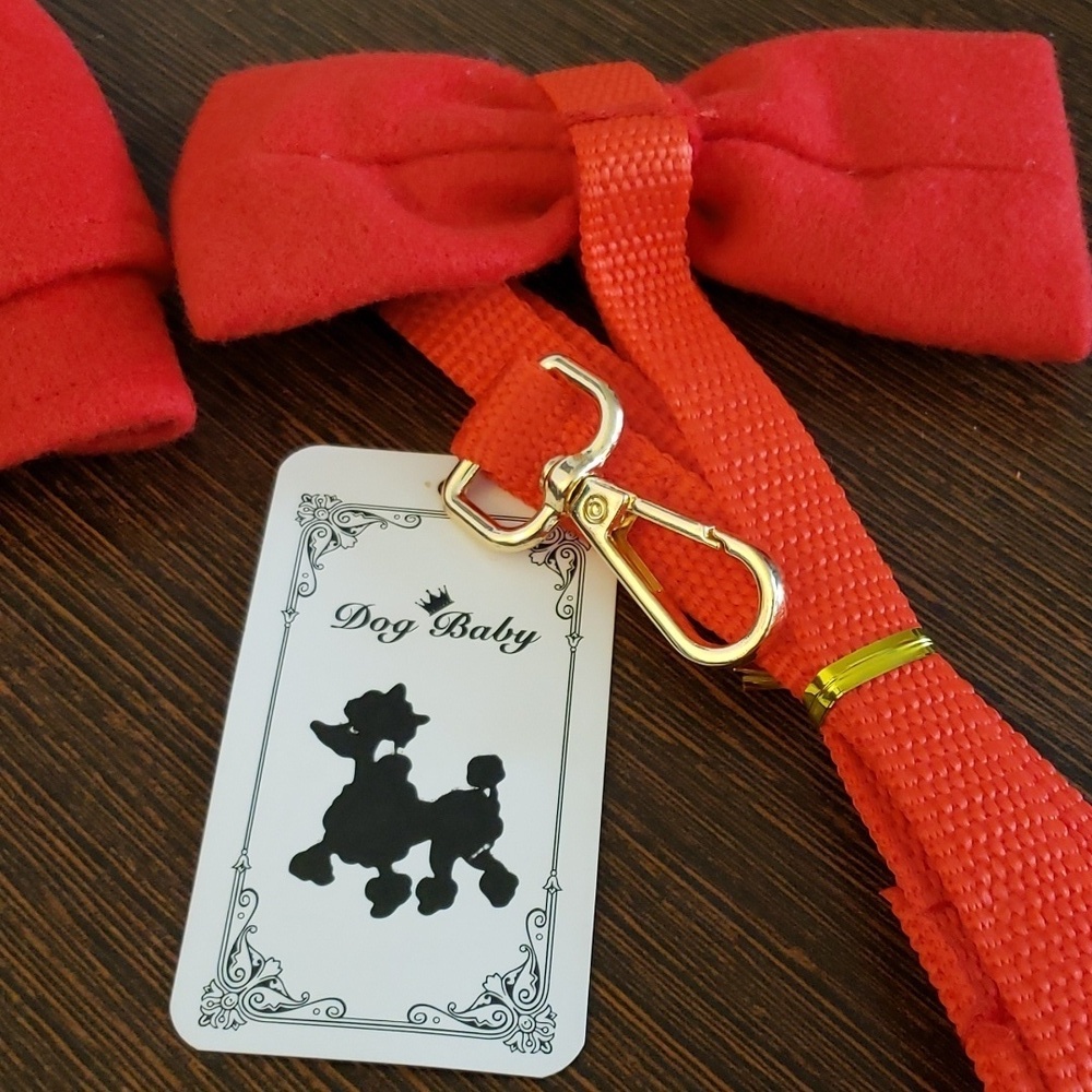 YIXUE Red Dog Dress with Matching Bow Leash Size XS - Picture 9 of 10